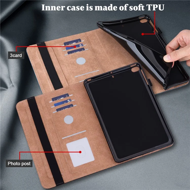 Protection Complète Multi-angle Visualisation De L'étui En Cuir PU Avec Des Fentes De Carte Et Une Bande Élastique Pour Samsung Galaxy Tab A8 10,5 Pouces (2021) - Bleu