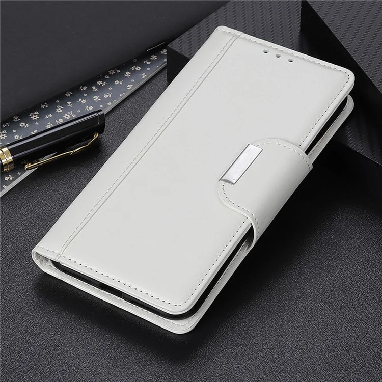 Full Body Protection PU Leather Flip Wallet Stand Folio Case with Magnetic Closure for Samsung Galaxy S22 5G - White