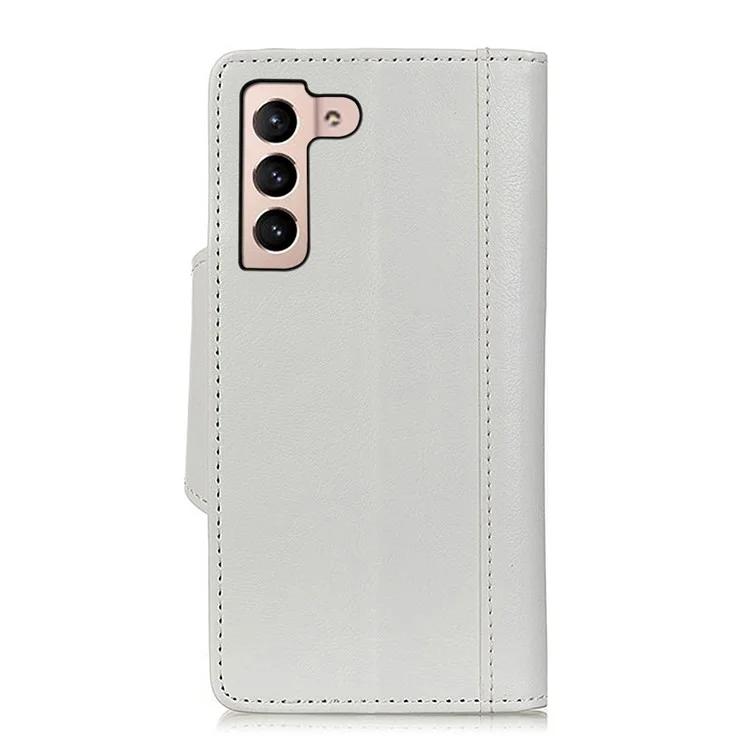 Full Body Protection PU Leather Flip Wallet Stand Folio Case with Magnetic Closure for Samsung Galaxy S22 5G - White