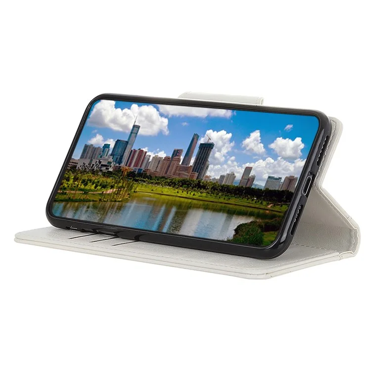 Full Body Protection PU Leather Flip Wallet Stand Folio Case with Magnetic Closure for Samsung Galaxy S22 5G - White