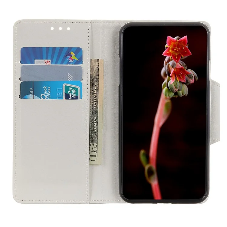Full Body Protection PU Leather Flip Wallet Stand Folio Case with Magnetic Closure for Samsung Galaxy S22 5G - White