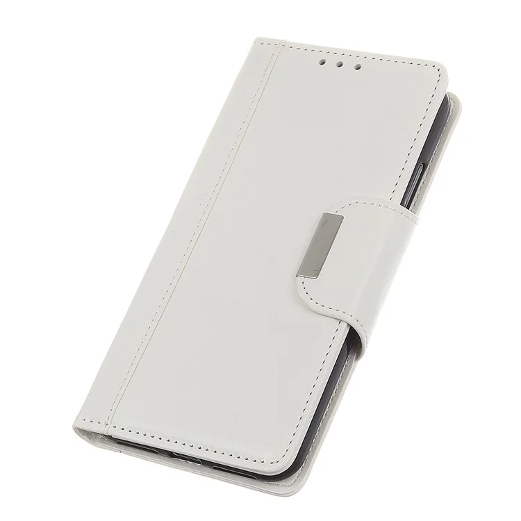 Full Body Protection PU Leather Flip Wallet Stand Folio Case with Magnetic Closure for Samsung Galaxy S22 5G - White