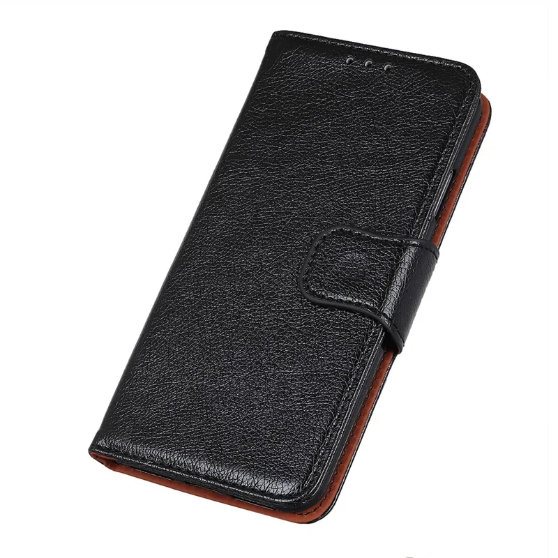 Split Leather Nappa Texture Wallet Stand Flip Protective Cover with Magnetic Closure for Samsung Galaxy S22+ 5G - Black