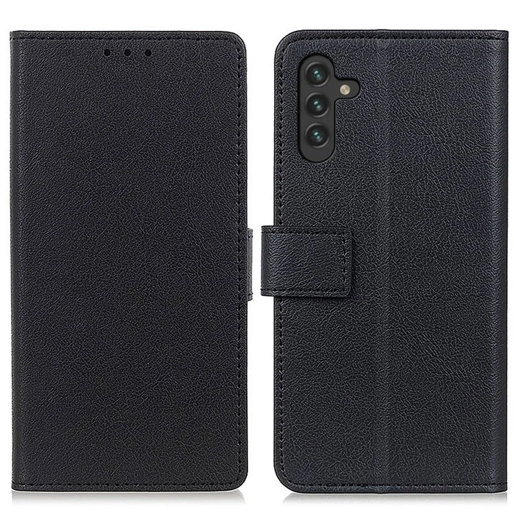 Premium PU Leather Wallet Case Stand Feature Magnetic Closure Flip Cover for Samsung Galaxy A13 5G / A04s 4G (164.7 x 76.7 x 9.1 mm) - Black