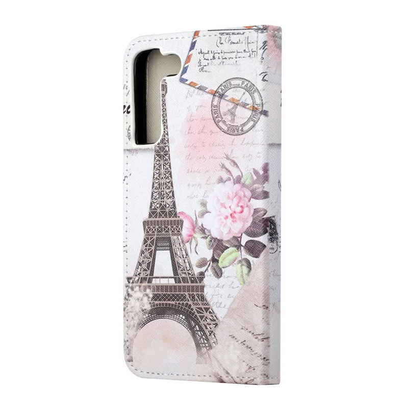 Full Body Shockproof Cross Texture PU Leather Wallet Stand Flip Pattern Printing Cover for Samsung Galaxy S22+ 5G - Tower