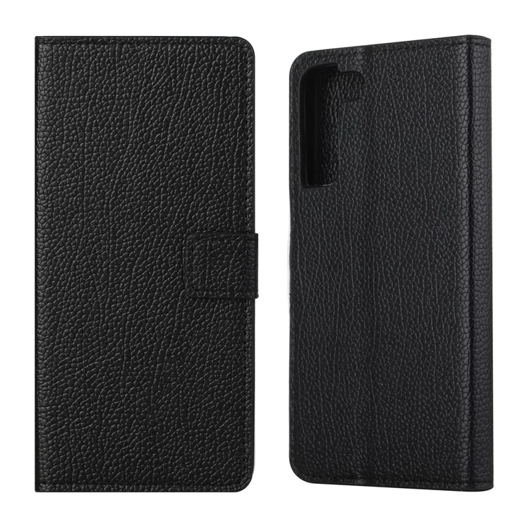Litchi Skin Stand Leather Wallet Case Full Coverage Magnetic Clasp Cell Phone Protector Shell for Samsung Galaxy S22 5G