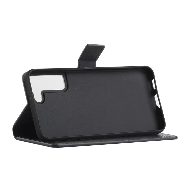 Litchi Skin Stand Leather Wallet Case Full Coverage Magnetic Clasp Cell Phone Protector Shell for Samsung Galaxy S22 5G