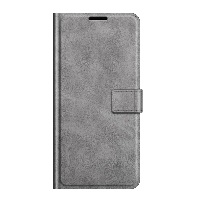 Anti-shock PU Leather Wallet Magnetic Folio Flip Case Stand TPU Inner Shell for Samsung Galaxy S22+ 5G - Grey