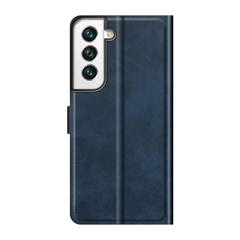Anti-shock PU Leather Wallet Magnetic Folio Flip Case Stand TPU Inner Shell for Samsung Galaxy S22+ 5G - Blue
