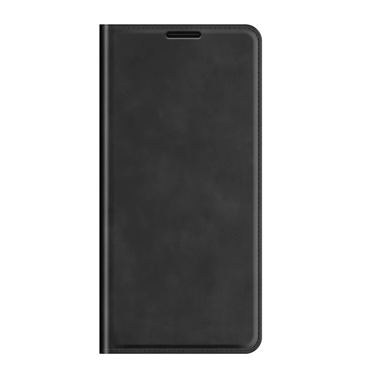 Automatischer Magnetverschluss Flip Phone Shell Ständer Design Hauttouch Super Leder Hülle Mit Brieftasche Für Samsung Galaxy S22 Ultra 5g - Schwarz