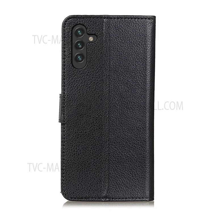 Classic Litchi Texture PU Leather Wallet Stand Full Protection Phone Cover Case for Samsung Galaxy A13 5G / A04s 4G (164.7 x 76.7 x 9.1 mm) - Black