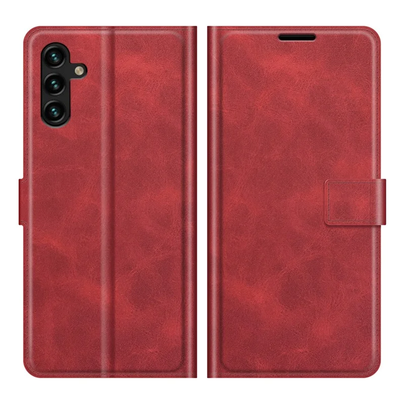 Shockproof Protective PU Leather TPU Wallet Stand Phone Flip Cover Case for Samsung Galaxy A13 5G / A04s 4G (164.7mm) - Red