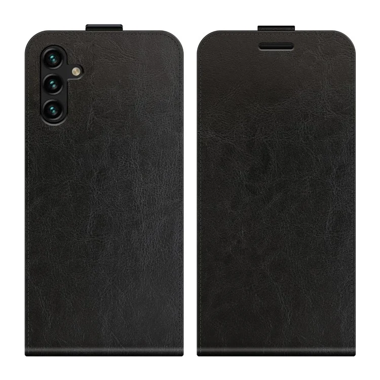 Crazy Horse Texture Fermoir Magnétique Case De Protection En Cuir Anti-goutte Vertical Tapis De Téléphone Avec Fente Pour Samsung Galaxy A13 5G - Le Noir