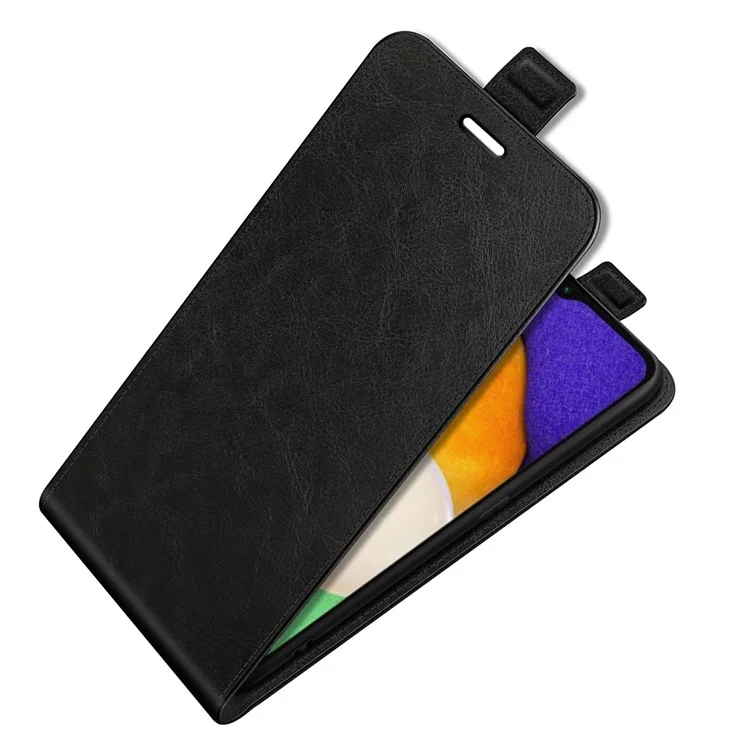 Crazy Horse Texture Fermoir Magnétique Case De Protection En Cuir Anti-goutte Vertical Tapis De Téléphone Avec Fente Pour Samsung Galaxy A13 5G - Le Noir