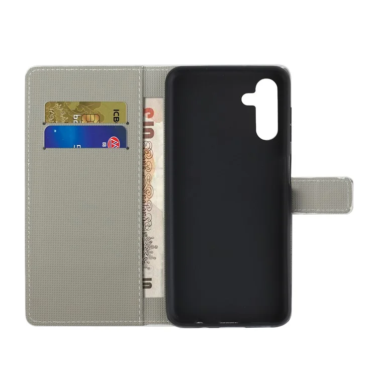 Full Coverage Pattern Printing PU Leather Wallet Stand Magnetic Closure Flip Case for Samsung Galaxy A13 5G / A04s 4G (164.7 x 76.7 x 9.1 mm) - Sparkle Butterflies
