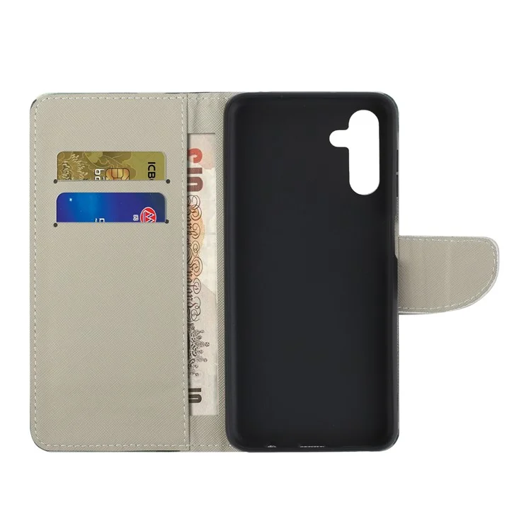 Pattern Printing Cross Texture PU Leather Phone Wallet Stand Case for Samsung Galaxy A13 5G / A04s 4G (164.7mm) - Camouflage
