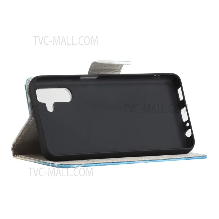 Custodia protettiva con portafoglio, stand e textura a croce stampata in pelle PU per Samsung Galaxy A13 5G / A04s 4G (164,7 x 76,7 x 9,1 mm) - Gufi carini
