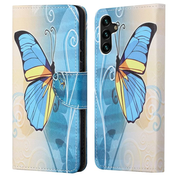 Custodia protettiva per portafoglio con motivo a farfalla blu per Samsung Galaxy A13 5G / A04s 4G (164,7 x 76,7 x 9,1 mm)