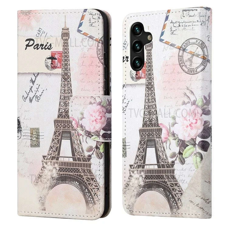 Custodia Protettiva per Portafoglio Telefono in Pelle PU con Textura a Croce Stampata per Samsung Galaxy A13 5G / A04s 4G (164,7 x 76,7 x 9,1 mm) - Torre