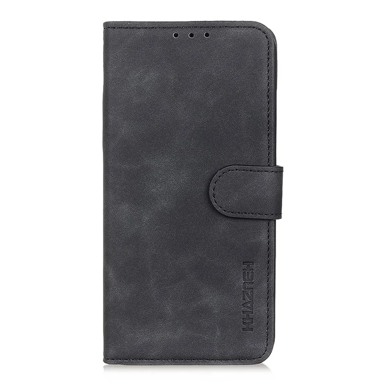 Khazneh Estilo Vintage PU Cuero Plegable Protector de Cobertura Del Teléfono Con Billetera Para Samsung Galaxy S22 Ultra 5G - Negro