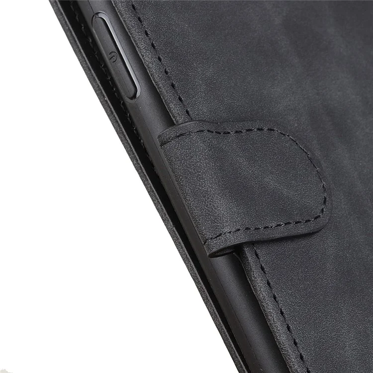 KHAZNEH Vintage Style PU Leather Foldable Stand Phone Cover Protector with Wallet for Samsung Galaxy S22 Ultra 5G - Black