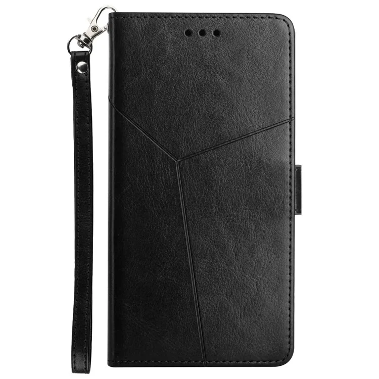 Líneas en Forma de y Impresión de Cuero PU + TPU Soft TPU Inner Shell Store Cover Para Samsung Galaxy A13 5G - Negro