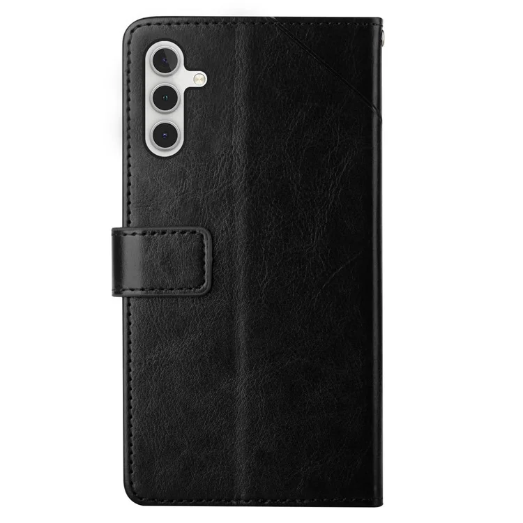 Líneas en Forma de y Impresión de Cuero PU + TPU Soft TPU Inner Shell Store Cover Para Samsung Galaxy A13 5G - Negro