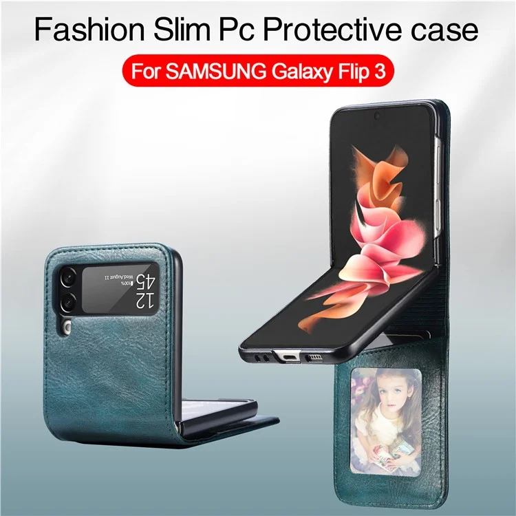 Pour Samsung Galaxy Z Flip3 5G Portefeuille Fentes pour Cartes Design Anti-Chute Anti-Empreintes Durables Étui de téléphone en Cuir PU - Vert