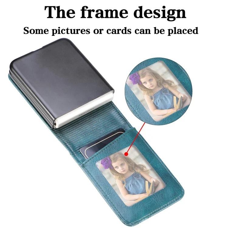 Pour Samsung Galaxy Z Flip3 5G Portefeuille Fentes pour Cartes Design Anti-Chute Anti-Empreintes Durables Étui de téléphone en Cuir PU - Vert