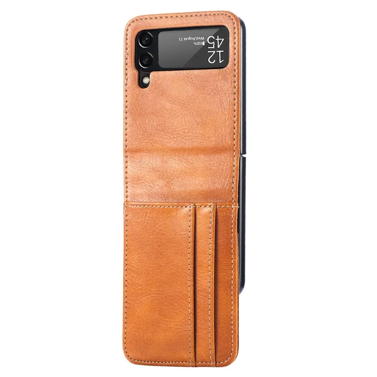 Für Samsung Galaxy Z Flip3 5G Wallet Card Slots Design Anti-drop-anti-fingerabdruck Langlebige PU Leder-telefonhülseabdeckung - Braun