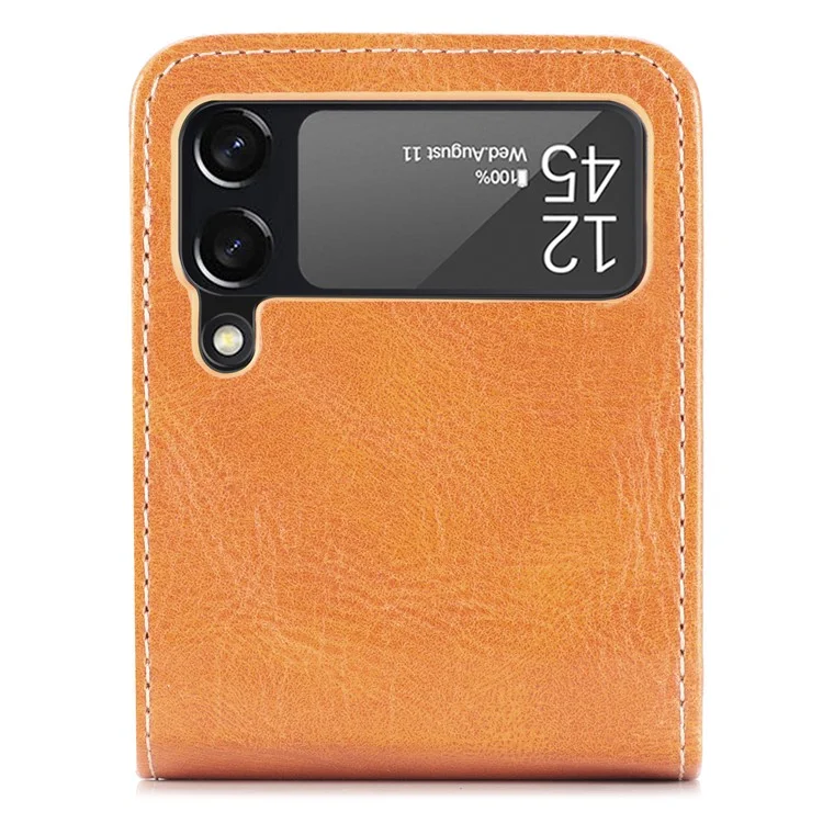Für Samsung Galaxy Z Flip3 5G Wallet Card Slots Design Anti-drop-anti-fingerabdruck Langlebige PU Leder-telefonhülseabdeckung - Braun