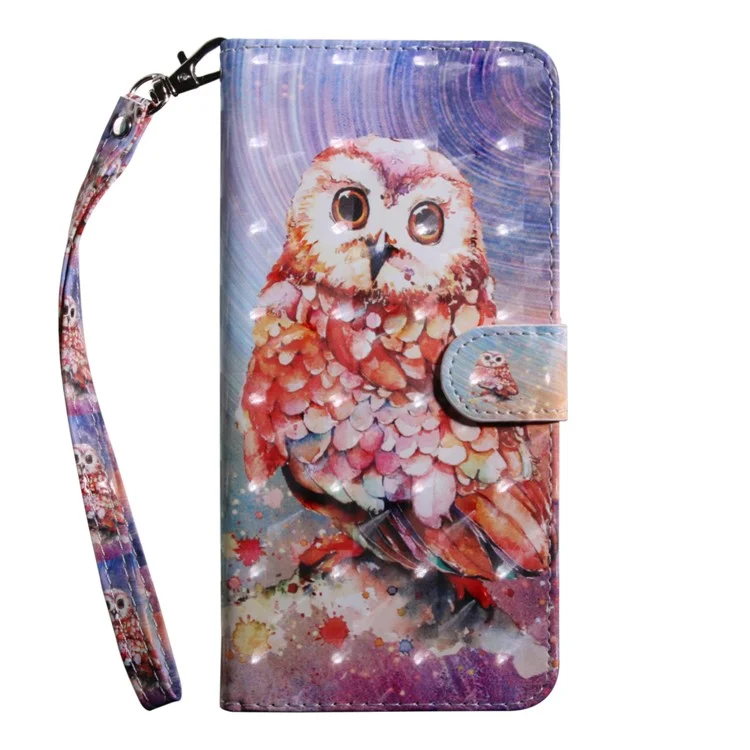 Étui portefeuille à rabat en cuir PU avec motif créatif 3D antichoc et dragonne pour Samsung Galaxy A13 5G / A04s 4G (164,7 x 76,7 x 9,1 mm) - Hibou