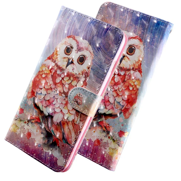 Étui portefeuille à rabat en cuir PU avec motif créatif 3D antichoc et dragonne pour Samsung Galaxy A13 5G / A04s 4G (164,7 x 76,7 x 9,1 mm) - Hibou
