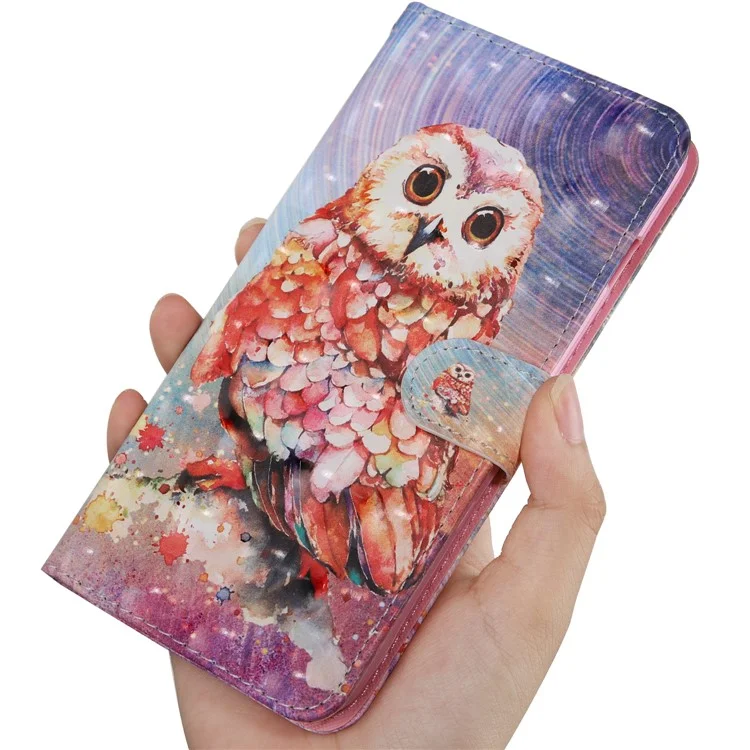 Étui portefeuille à rabat en cuir PU avec motif créatif 3D antichoc et dragonne pour Samsung Galaxy A13 5G / A04s 4G (164,7 x 76,7 x 9,1 mm) - Hibou