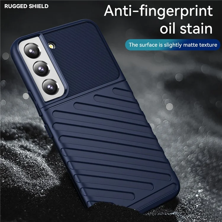 Thunder Series Twill Design Anti-Scratch Anti-Fingerprint Soft TPU Mobile Phone Back Case Cover for Samsung Galaxy S22 5G - Blue