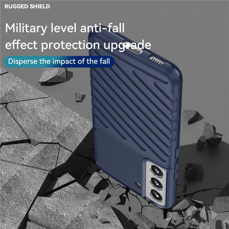 Thunder Series Twill Design Anti-Scratch Anti-Fingerprint Soft TPU Mobile Phone Back Case Cover for Samsung Galaxy S22 5G - Blue
