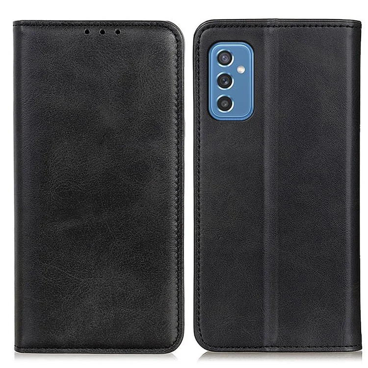 Protection Complète Split Cuir Shockproofpu TPU Portefeuille Intérieur Adsorption Adsorption Stand Couvercle Pour Samsung Galaxy M52 5G - le Noir