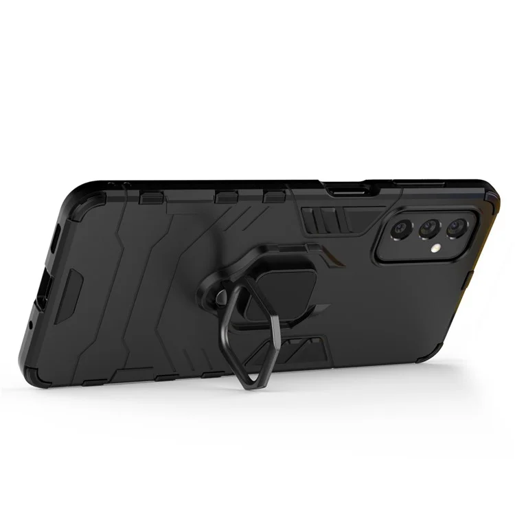 Держатель Кольца Kickstand Hard PC + Гибкий Мягкий TPU Двухслойный Амортизатор Absorptive Absorptive Для Samsung Galaxy M52 5G - Черный