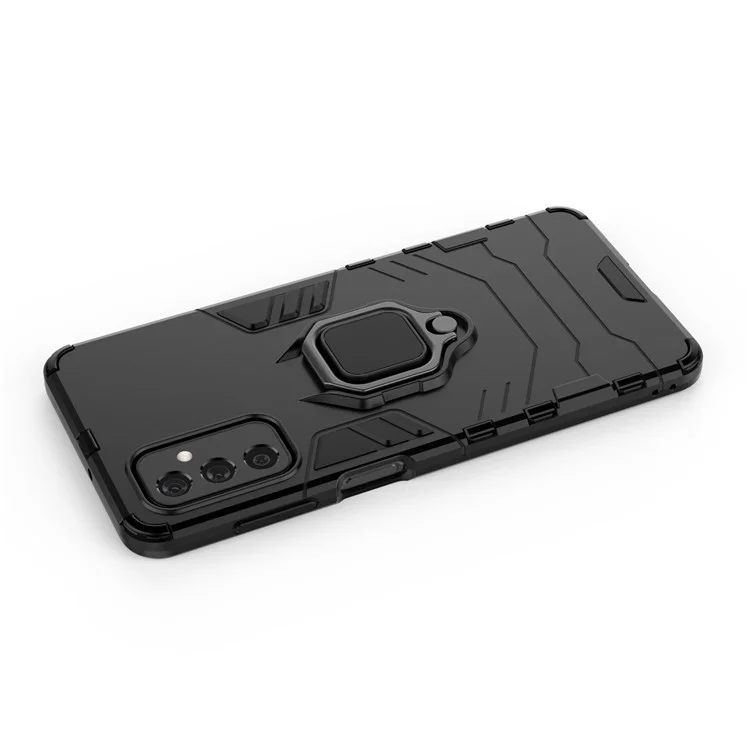 Anelconte do Anelto PC Hust PC + Flexível TPU Soft TPU Dual Camada Chapa Chega Proteção de Absorção Para Samsung Galaxy M52 5G - Preto