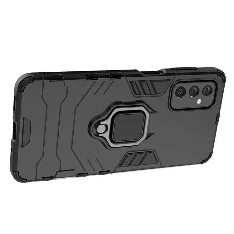 Anelconte do Anelto PC Hust PC + Flexível TPU Soft TPU Dual Camada Chapa Chega Proteção de Absorção Para Samsung Galaxy M52 5G - Preto