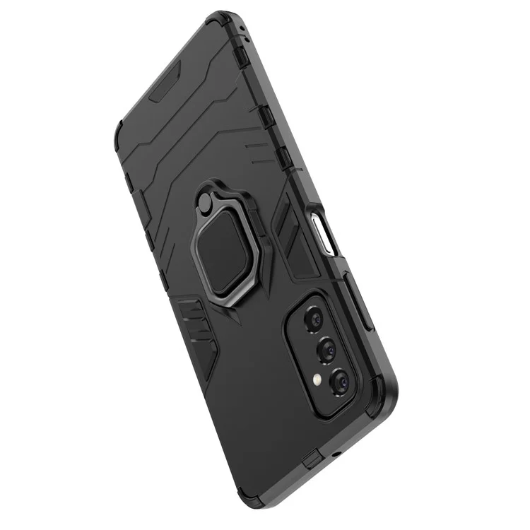 Anelconte do Anelto PC Hust PC + Flexível TPU Soft TPU Dual Camada Chapa Chega Proteção de Absorção Para Samsung Galaxy M52 5G - Preto