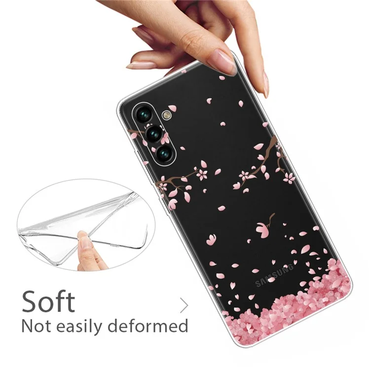 Pattern Printing Design Soft TPU Clear Shock Absorption Anti-Scratch Phone Case for Samsung Galaxy A13 5G / A04s 4G (164.7 x 76.7 x 9.1 mm) - Falling Flowers