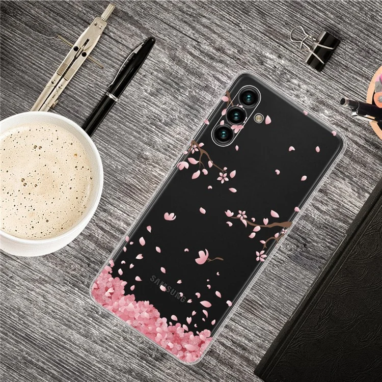 Pattern Printing Design Soft TPU Clear Shock Absorption Anti-Scratch Phone Case for Samsung Galaxy A13 5G / A04s 4G (164.7 x 76.7 x 9.1 mm) - Falling Flowers