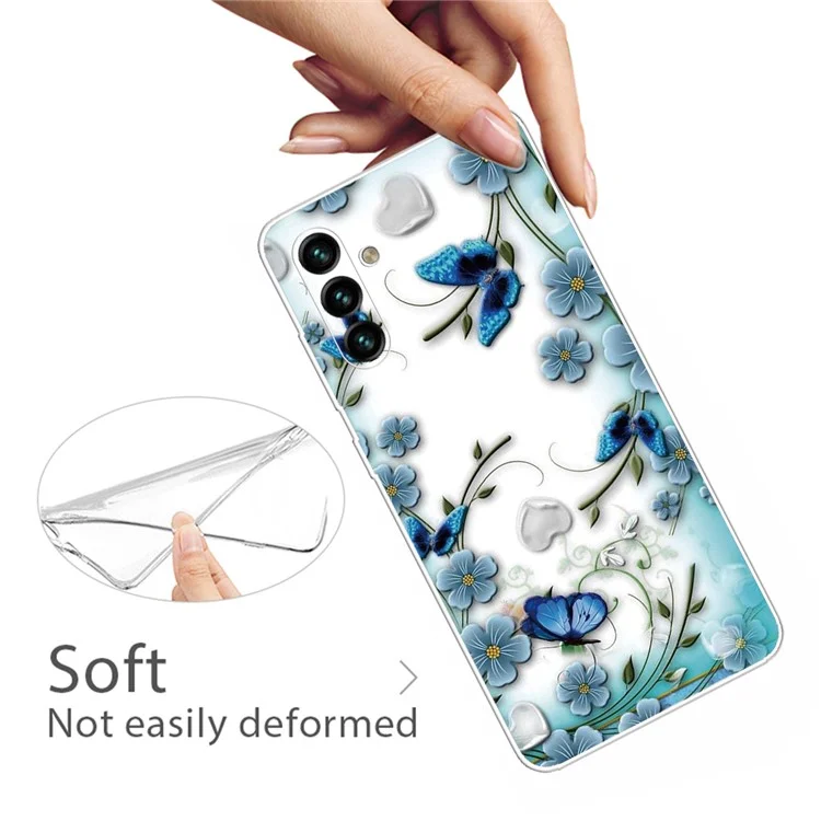 Motif Impression Design Housse de téléphone portable en TPU souple et transparent avec absorption des chocs et protection anti-rayures pour Samsung Galaxy A13 5G / A04s 4G (164,7 x 76,7 x 9,1 mm) - Papillons et Fleurs