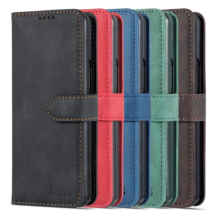 Cierre de Cierre Magnético de Cuero Azns PU Case de Teléfono de Choque Bien Protegido Con Billetera Para Stand Para Samsung Galaxy Z Fold3 5G - Negro