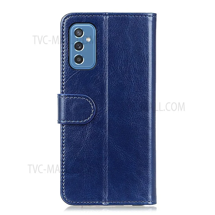 Para Samsung Galaxy M52 5G Funda de Billetera de Cuero de Caballo Loco Resistente a los Golpes, Funda Protectora con Tapa Magnética Plegable - Azul
