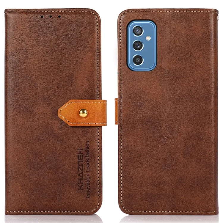 KHAZNEH para Samsung Galaxy M52 5G Funda de teléfono de cuero PU + TPU con cierre magnético, soporte, a prueba de golpes - Marrón