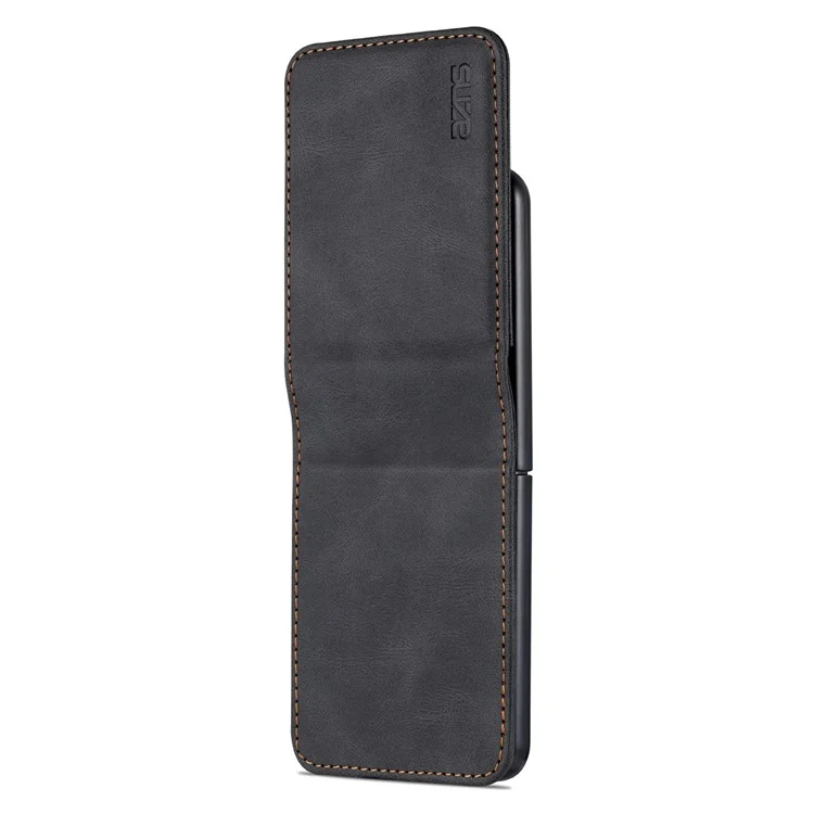 AZNS PU Leather Card Slots Magnetic Clasp Anti-Fall Phone Cover with Stand for Samsung Galaxy Z Flip3 5G - Black