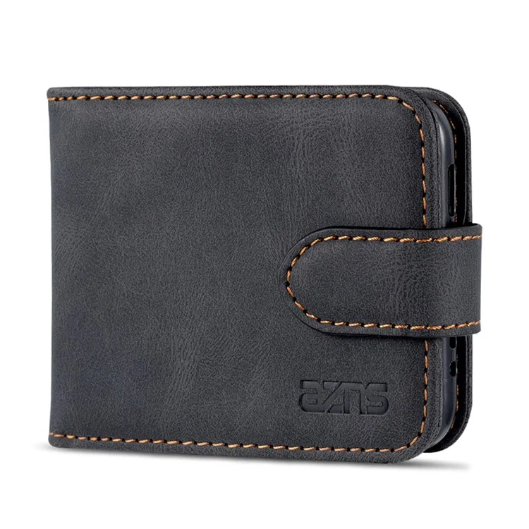 AZNS PU Leather Card Slots Magnetic Clasp Anti-Fall Phone Cover with Stand for Samsung Galaxy Z Flip3 5G - Black