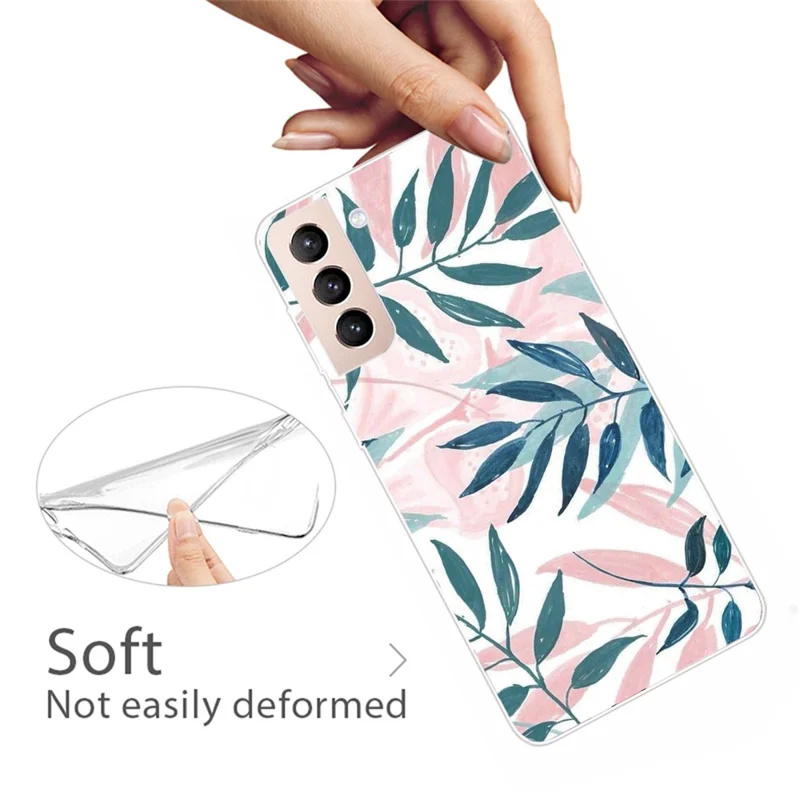 Full-Around Slim Soft Flexible TPU Pattern Printing Cover for Samsung Galaxy S22 5G - Leaves